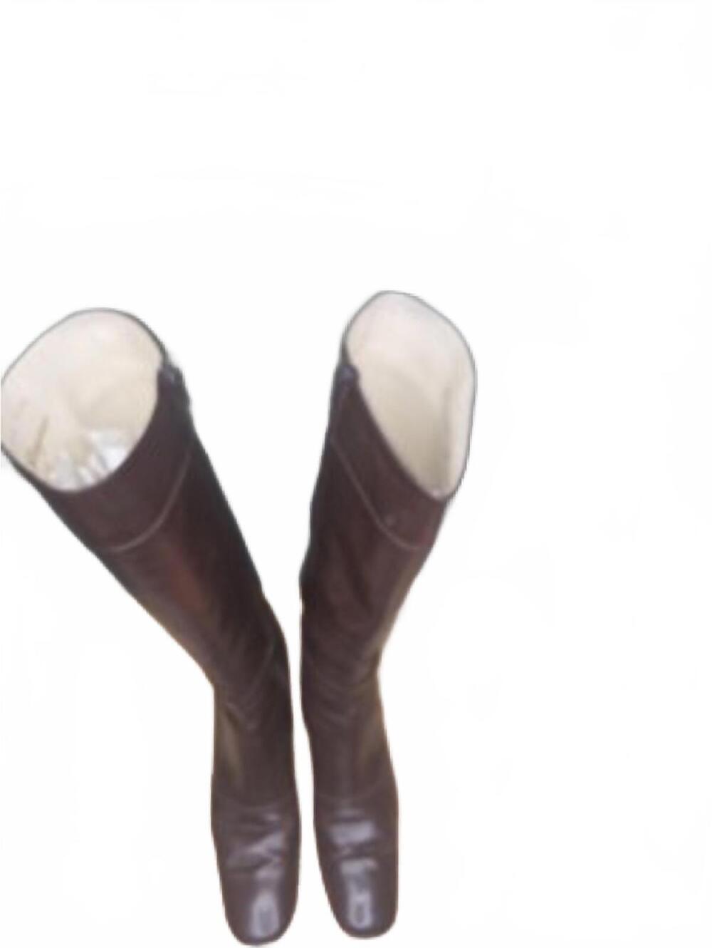 Classic Salvatore Ferragarmo Brown Leather Knee-High Boots with Buckle Detail
